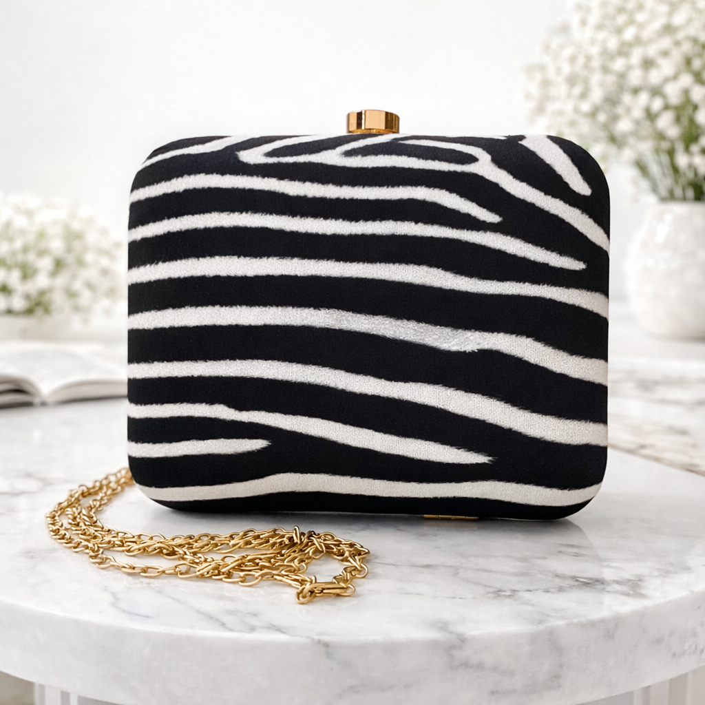 Zebra Print Clutch||Box Clutch & Sling Bag