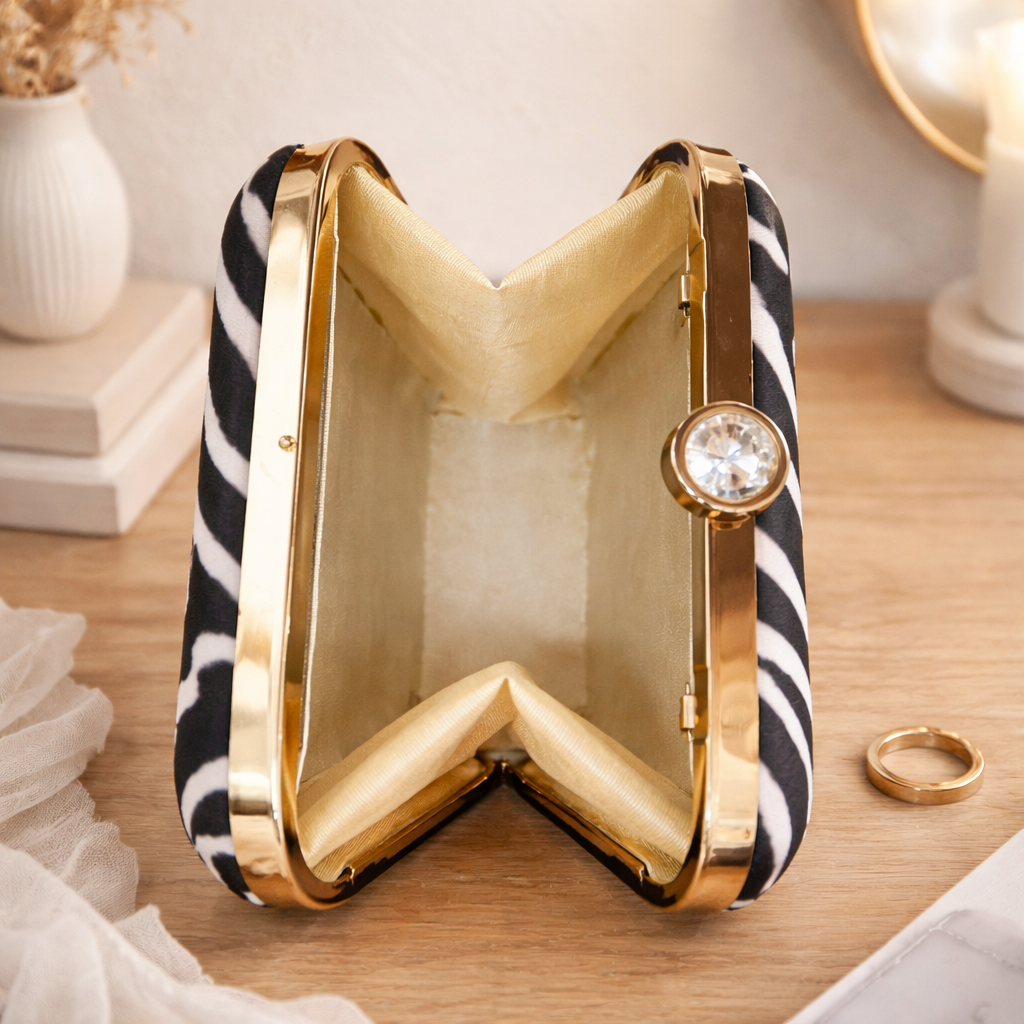 Zebra Print Clutch||Box Clutch & Sling Bag