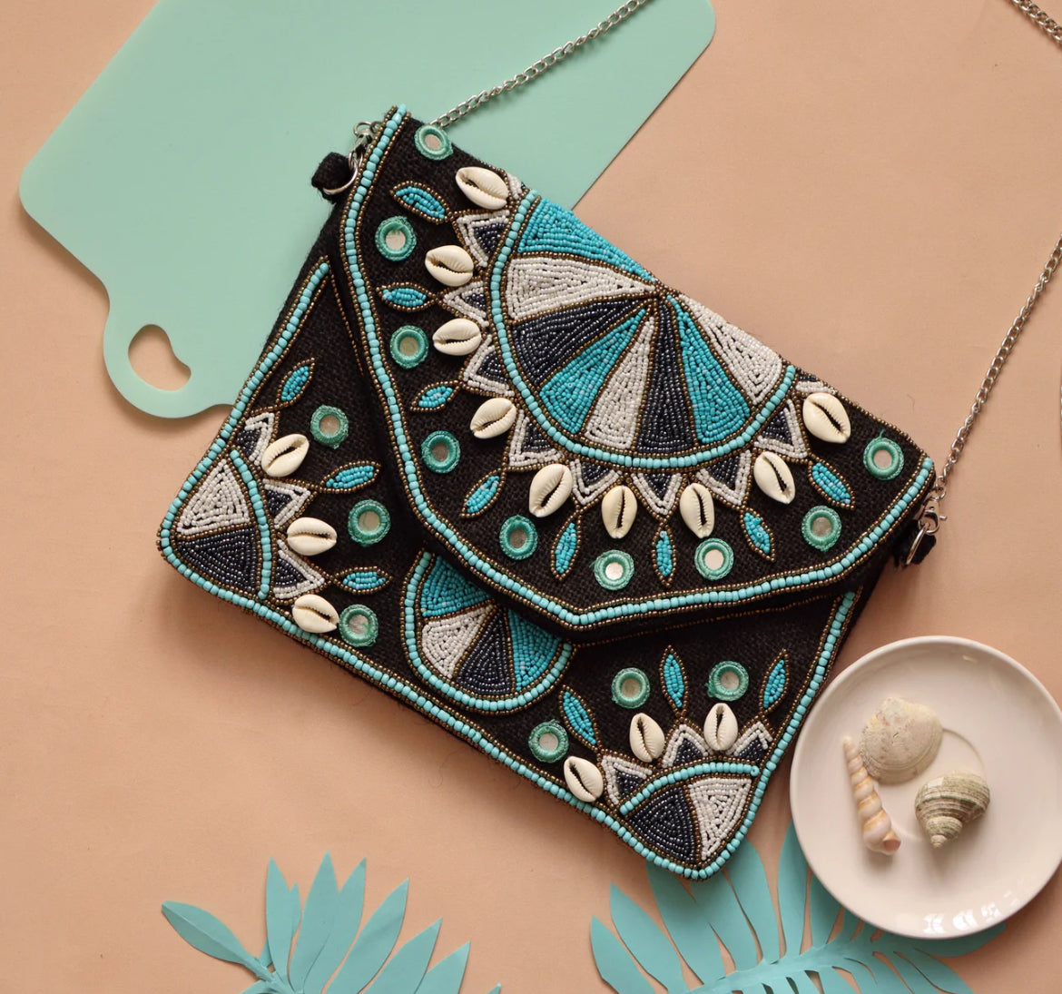 Canva Blue|| Hand Embroidered Boho Sling Bag