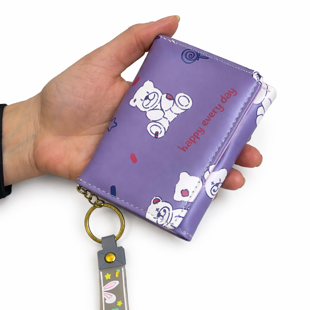 Pop Color 3 Fold Wallet with Keychain