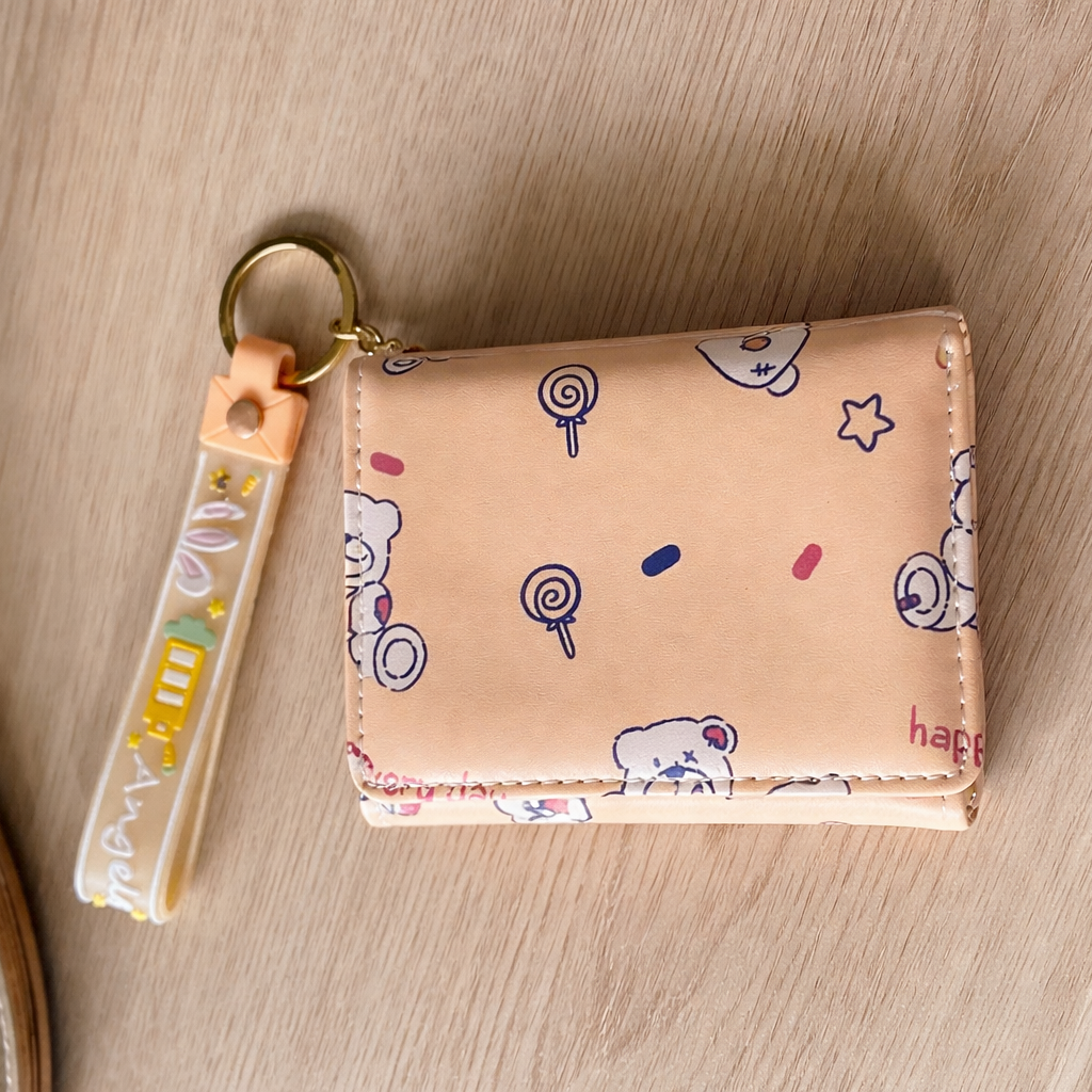 Pop Color 3 Fold Wallet with Keychain