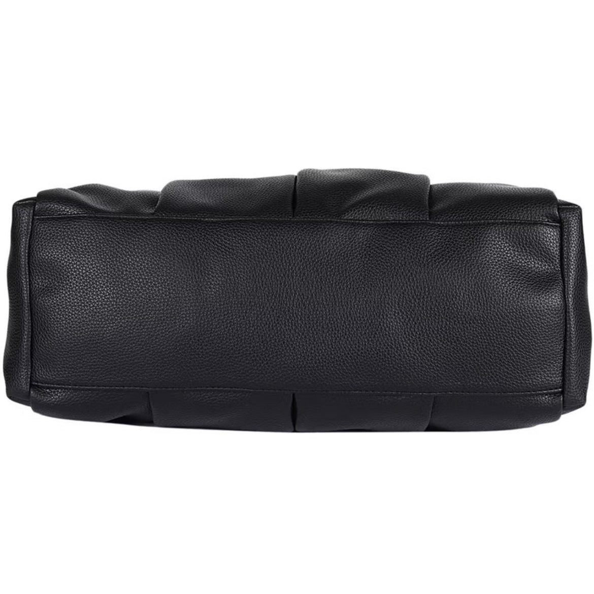 Black leather clutch bag on a white background